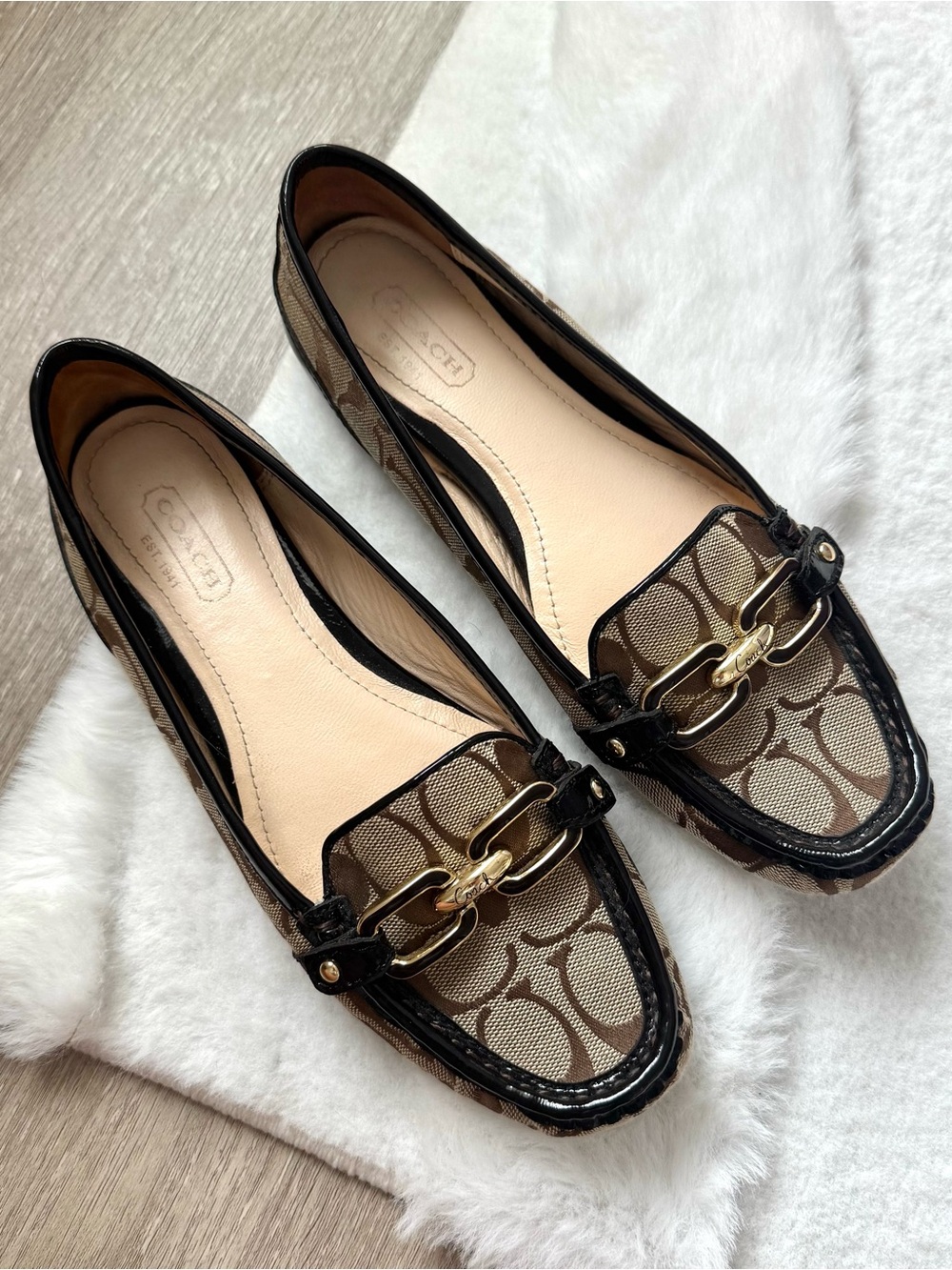 Coach Signature Canvas Loafer Flats Women's Shoes Size 6.5